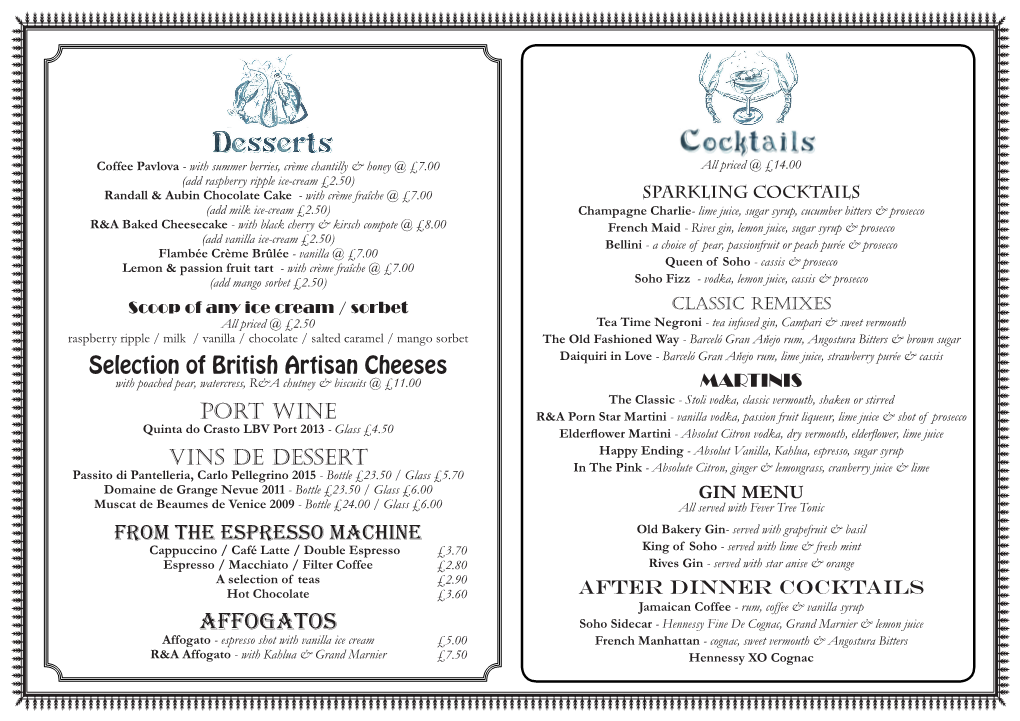 Dessert Menu