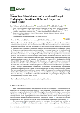 Forest Tree Microbiomes and Associated Fungal Endophytes: Functional Roles and Impact on Forest Health