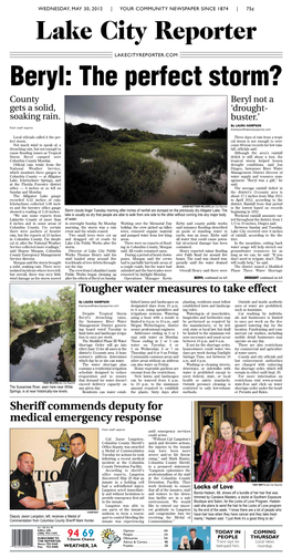 Tougher Water Measures to Take Effect Sheriff Commends Deputy For