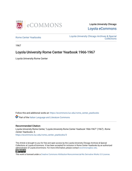 Loyola University Rome Center Yearbook 1966-1967