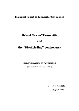 Historical Report to Townsville City Council