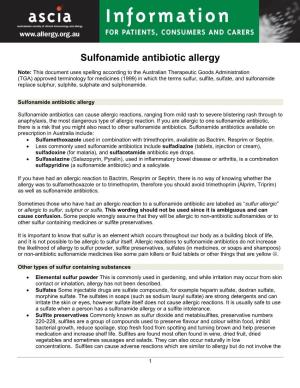 Sulfonamide Antibiotic Allergy