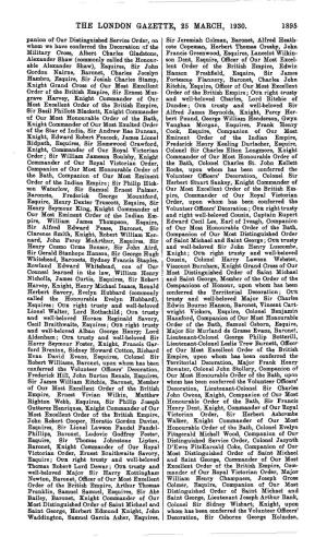 The London Gazette, 25 March, 1930. 1895