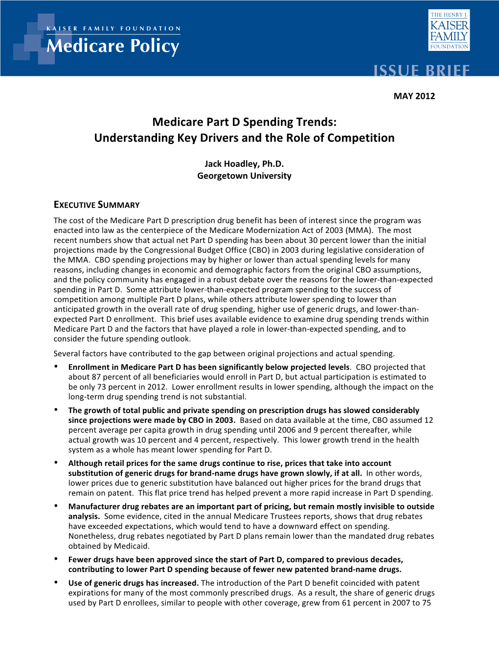 Medicare Part D Spending Trends: Understanding Key Drivers and the Role of Competition