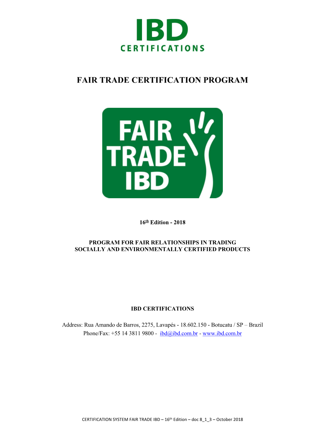 Fair Trade Certification Program