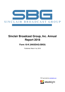 Sinclair Broadcast Group, Inc. Annual Report 2018