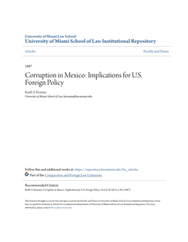 Corruption in Mexico: Implications for U.S
