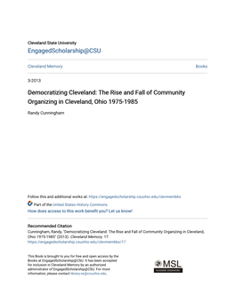 The Rise and Fall of Community Organizing in Cleveland, Ohio 1975-1985
