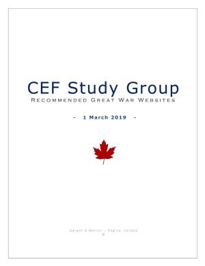 CEF Study Group Recommended Great War Websites