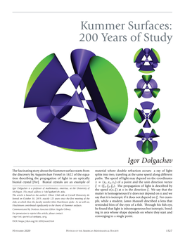 Kummer Surfaces: 200 Years of Study