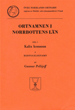 Ortnamnen I Norrbottens Län Del 7 Kalix Kommun