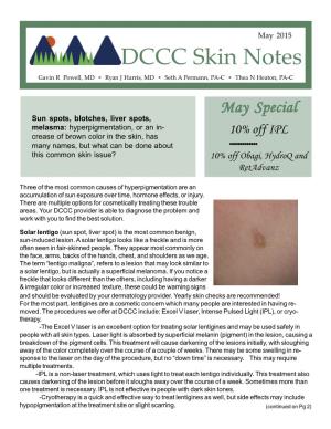 DCCC Skin Notes Gavin R Powell, MD • Ryan J Harris, MD • Seth a Permann, PA-C • Thea N Heaton, PA-C