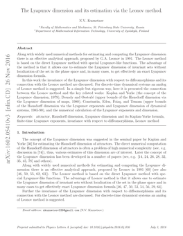 The Lyapunov Dimension and Its Estimation Via the Leonov Method