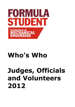 Who's Who Judges, Officials and Volunteers 2012