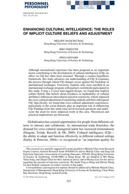 The Roles of Implicit Culture Beliefs and Adjustment