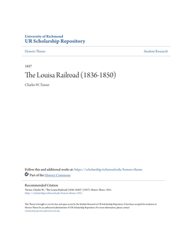 The Louisa Railroad (1836-1850) Charles W