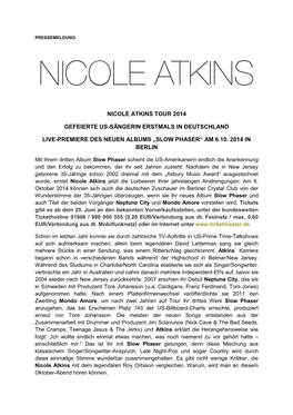 Nicole Atkins Tour 2014 Gefeierte Us-Sängerin