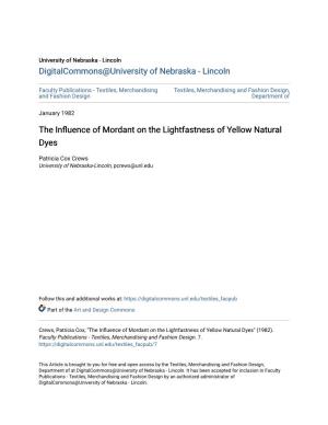The Influence of Mordant on the Lightfastness of Yellow Natural Dyes