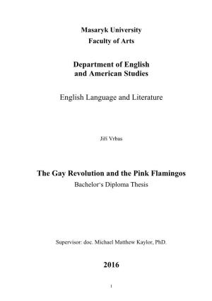 The Gay Revolution and the Pink Flamingos Bachelor’S Diploma Thesis