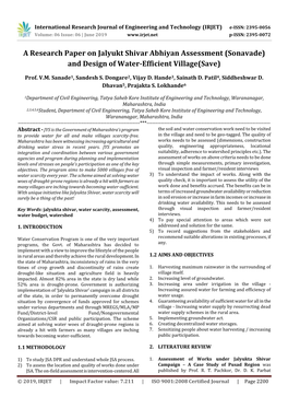 A Research Paper on Jalyukt Shivar Abhiyan Assessment (Sonavade) and Design of Water-Efficient Village(Save)