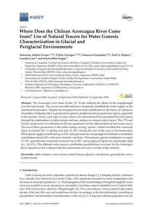 Where Does the Chilean Aconcagua River Come From? Use of Natural Tracers for Water Genesis Characterization in Glacial and Periglacial Environments