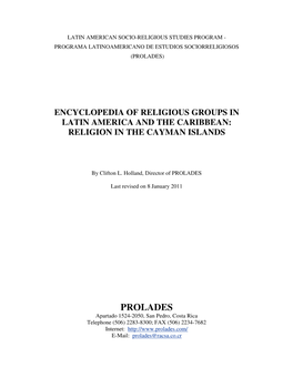 Religion in the Cayman Islands, 2009