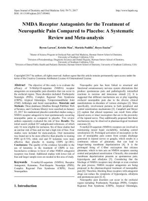 NMDA Receptor Antagonists for the Treatment of Neuropathic Pain Compared to Placebo: a Systematic Review and Meta-Analysis