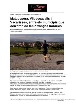 Matadepera, Viladecavalls I Vacarisses, Entre Els Municipis Que