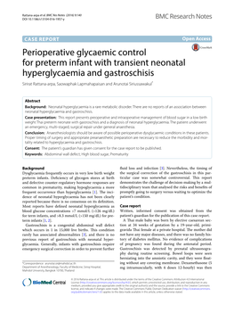 Perioperative Glycaemic Control for Preterm Infant with Transient