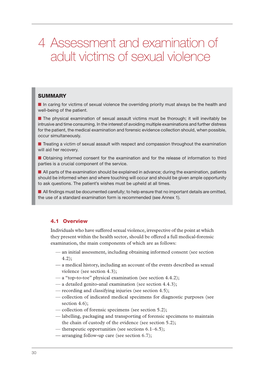 4 Assessment and Examination of Adult Victims of Sexual Violence