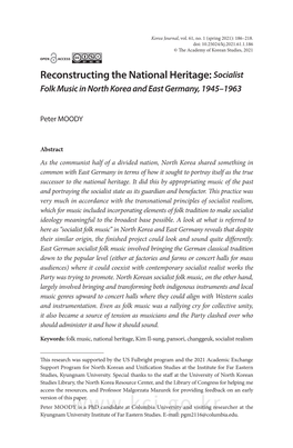 Reconstructing the National Heritage: Socialist Folk Music in North Korea and East Germany, 1945–1963