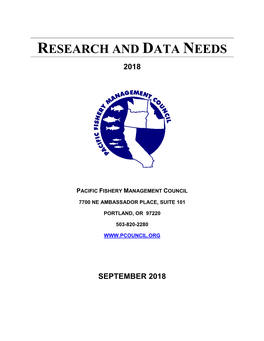 2018 PFMC Research and Data Needs Document