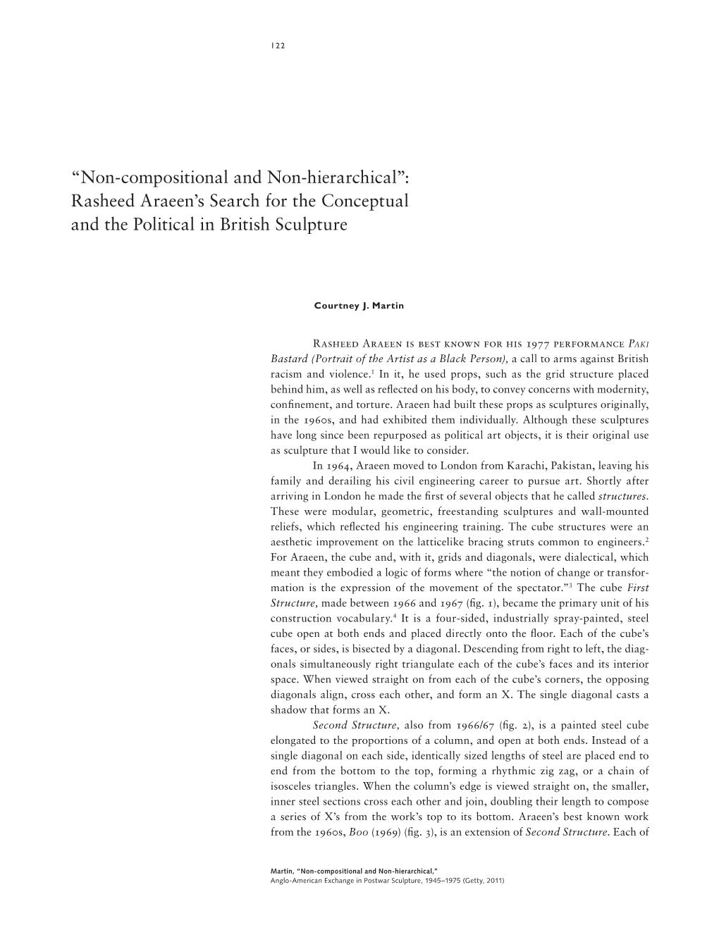 Non-Compositional and Non-Hierarchical”: Rasheed Araeen’S Search for the Conceptual and the Political in British Sculpture