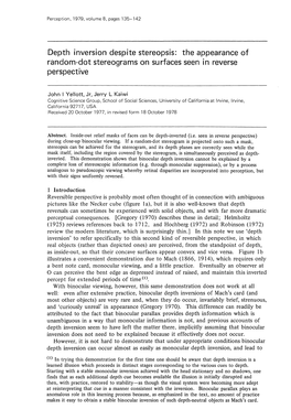 Depth Inversion Despite Stereopsis: the Appearance of Random-Dot Stereograms on Surfaces Seen in Reverse Perspective