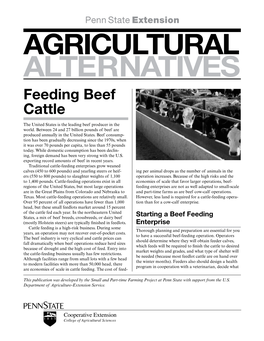 AGRICULTURAL ALTERNATIVES Feeding Beef Cattle