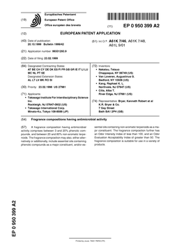 Fragrance Compositions Having Antimicrobial Activity