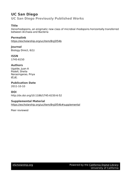 Xenorhodopsins, an Enigmatic New Class of Microbial Rhodopsins Horizontally Transferred Between Archaea and Bacteria