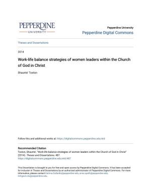 Work-Life Balance Strategies of Women Leaders Within the Church of God in Christ