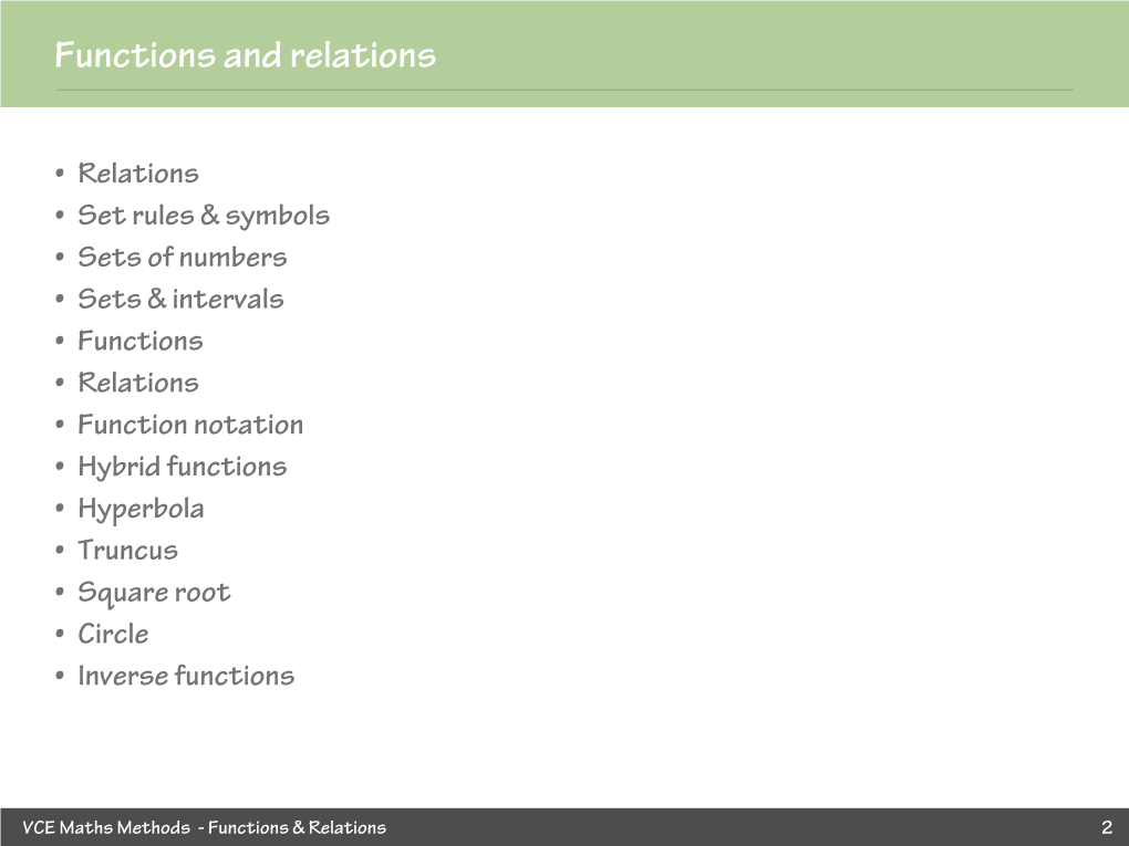 Functions and Relations