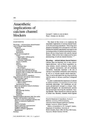 Anaesthetic Implications of Calcium Channel Blockers