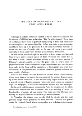 THE JULY REVOLUTION and the PROVINCIAL PRESS Although