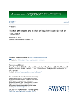 The Fall of Gondolin and the Fall of Troy: Tolkien and Book II of the Aeneid