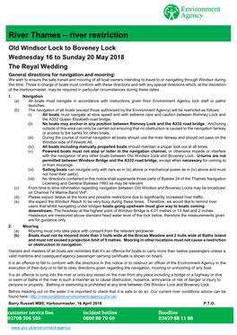 River Thames – River Restriction