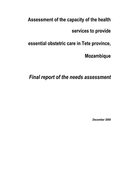 Final Report of the Needs Assessment