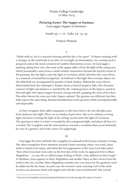 The Supper at Emmaus Caravaggio Supper at Emmaus1 Isaiah 35