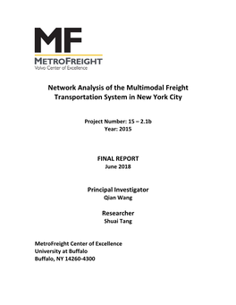 Network Analysis of the Multimodal Freight Transportation System in New York City
