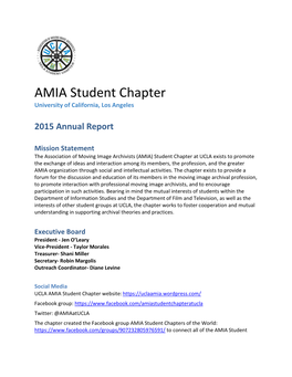 AMIA Student Chapter University of California, Los Angeles