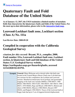 Quaternary Fault and Fold Database of the United States