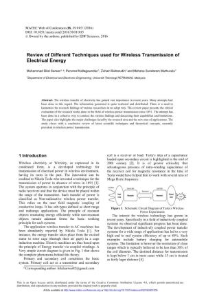 Review of Different Techniques Used for Wireless Transmission of Electrical Energy