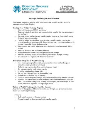 Weight Training for the Shoulder
